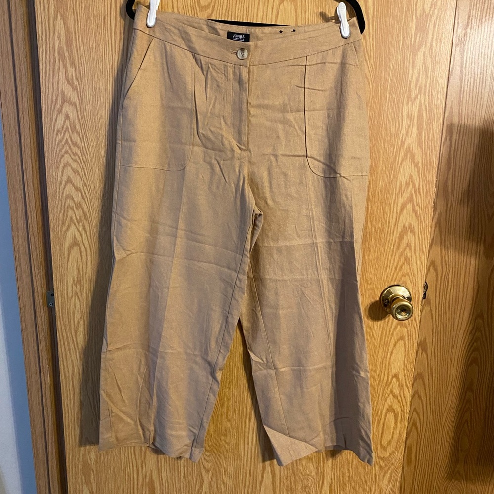 Jones New York Tan Wide Leg Cropped Pants